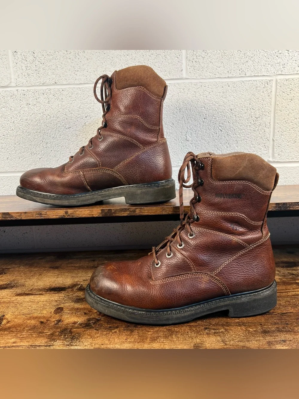 Wolverine Work Boots Brown Leather Slip & Oil Resistant Lace Up Men's 11.5